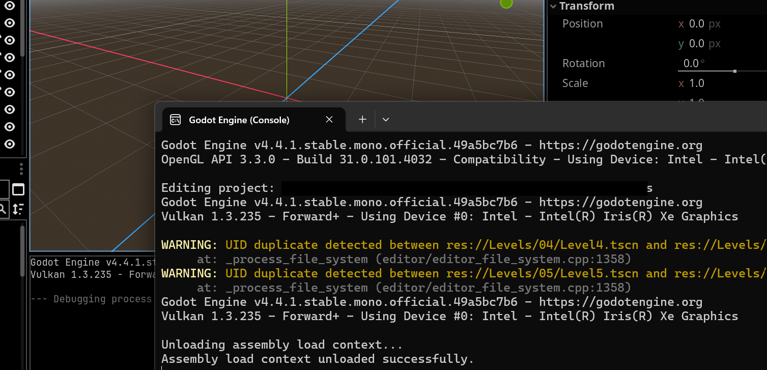 konsola programu Godot Engine
