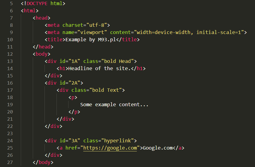 Przykładowy kod programowania