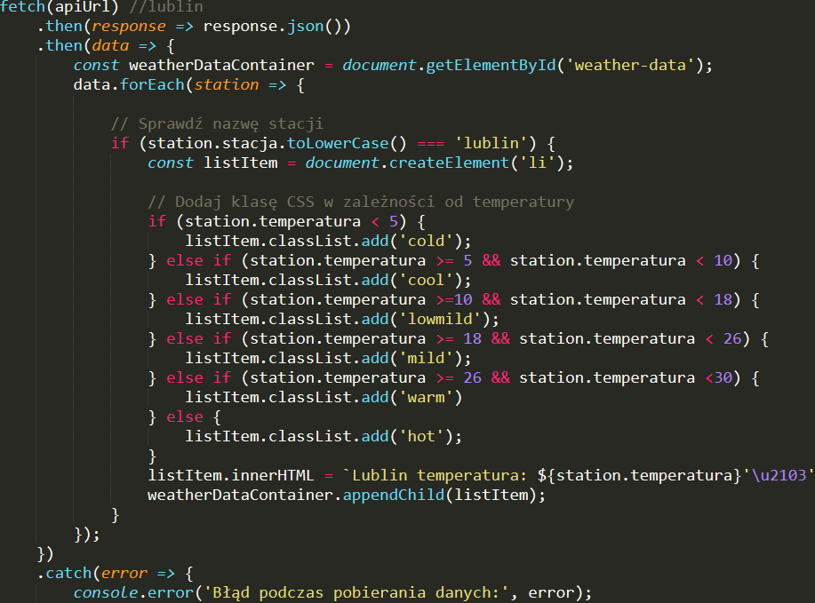 Przykładowy kod JavaScripts